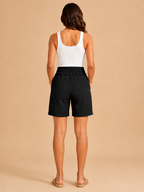 Adara - Dames zomershorts met hoge taille, rechte pijpen en zakken