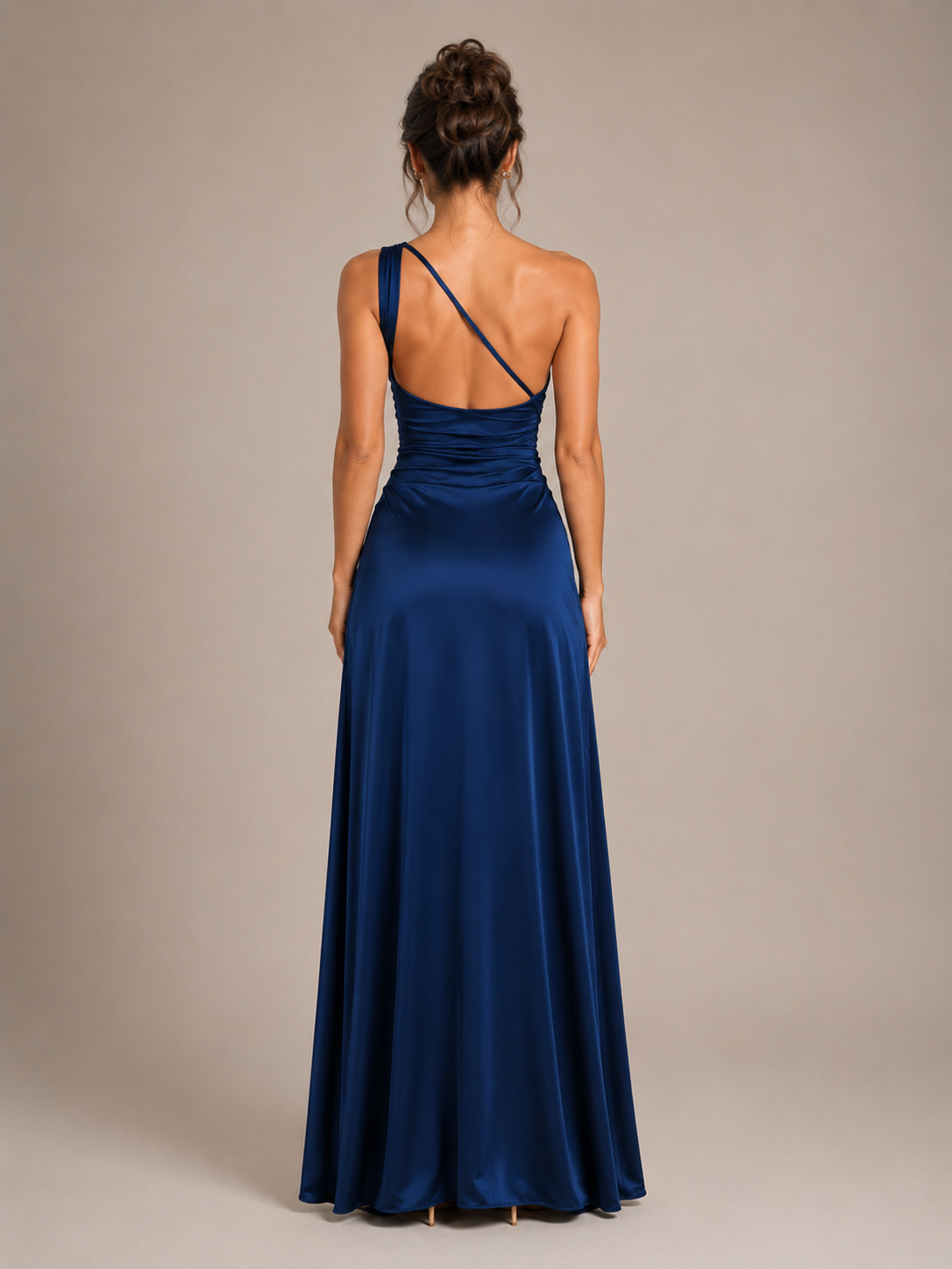Lunelle - Ocean Paisley Lange Avondjurk Met One-Shoulder Halslijn En Hoge Split
