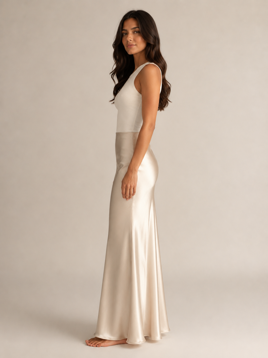 Pascaline - Satijnen Dames Maxi-rok Met Subtiele Glans