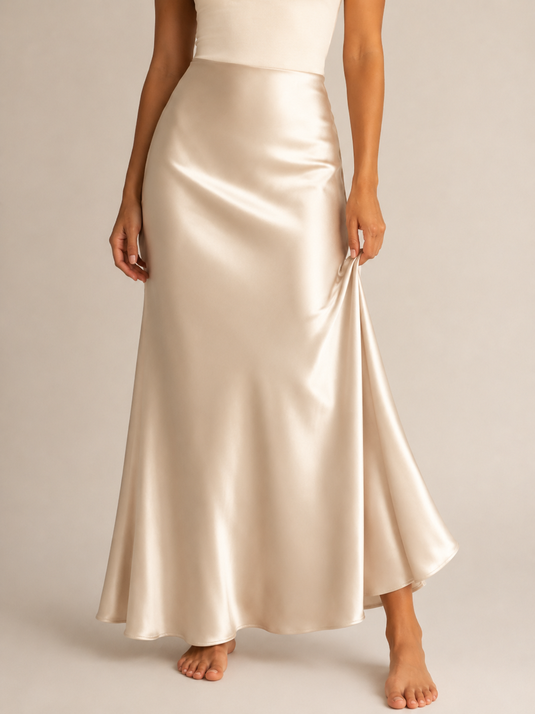 Pascaline - Satijnen Dames Maxi-rok Met Subtiele Glans