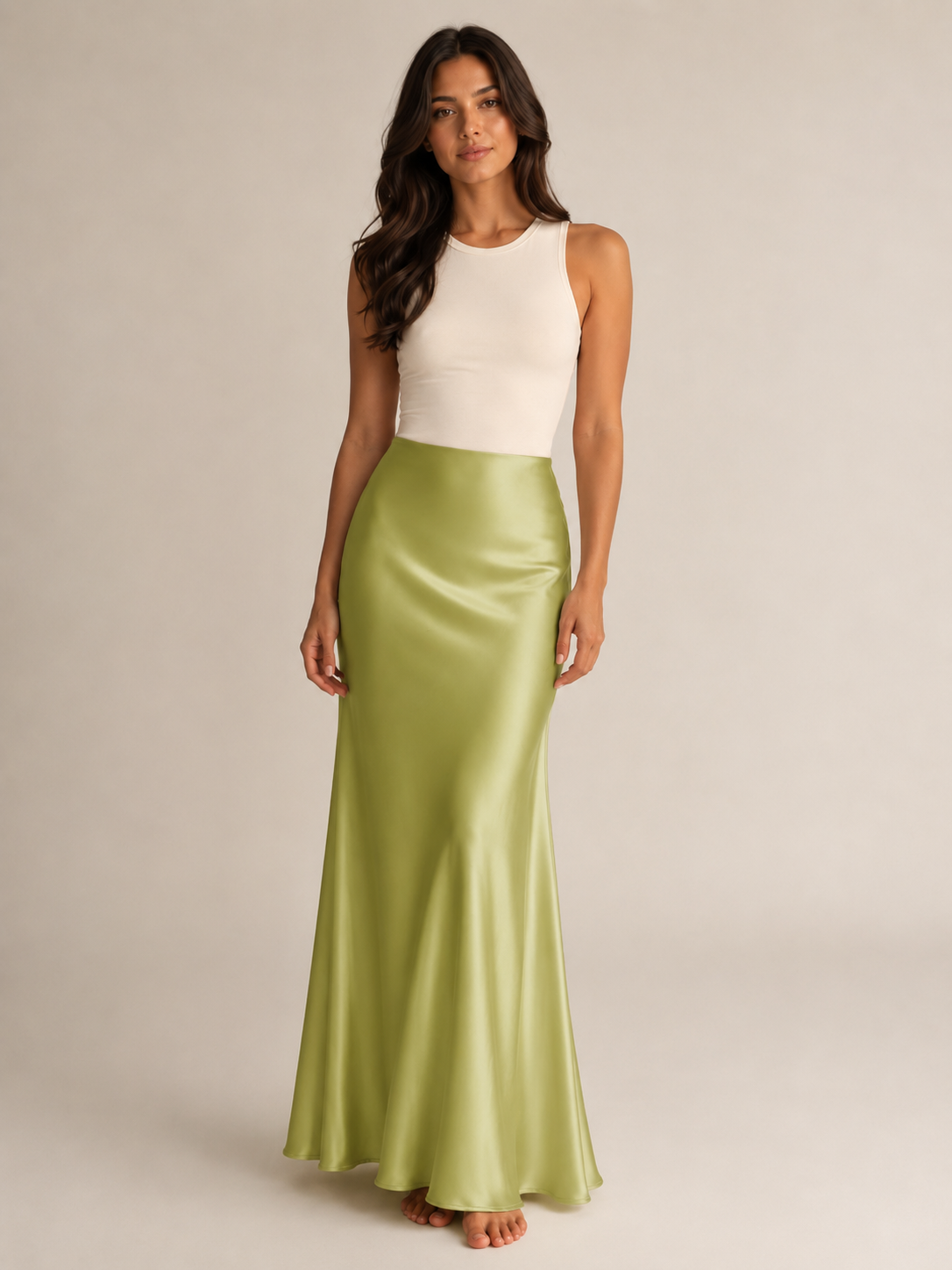 Pascaline - Satijnen Dames Maxi-rok Met Subtiele Glans