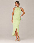 Lena - Halter Maxi-jurk Met Wikkel-Look En Hoge Split