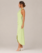Lena - Halter Maxi-jurk Met Wikkel-Look En Hoge Split