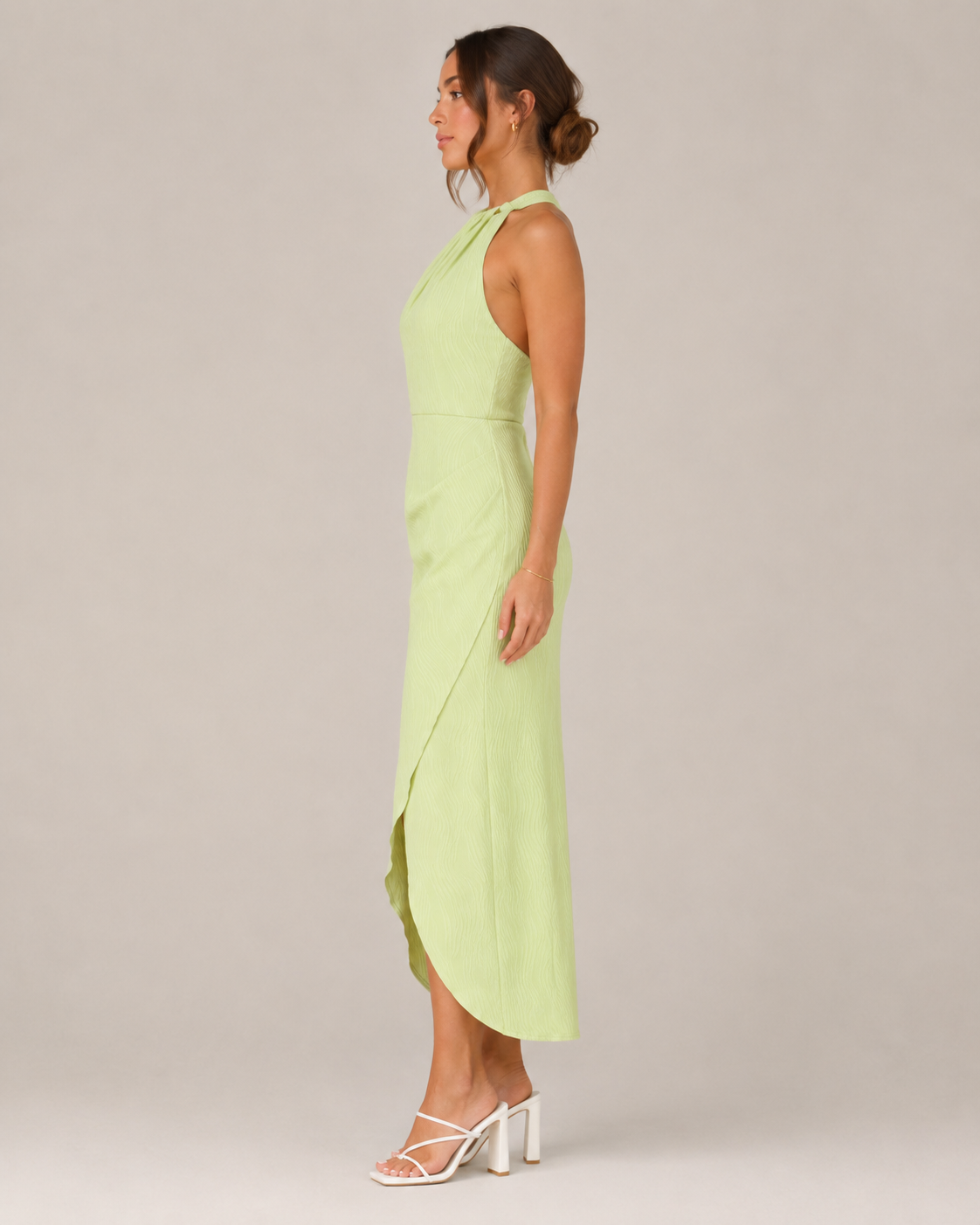 Lena - Halter Maxi-jurk Met Wikkel-Look En Hoge Split