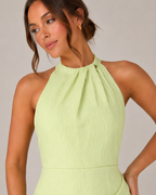 Lena - Halter Maxi-jurk Met Wikkel-Look En Hoge Split