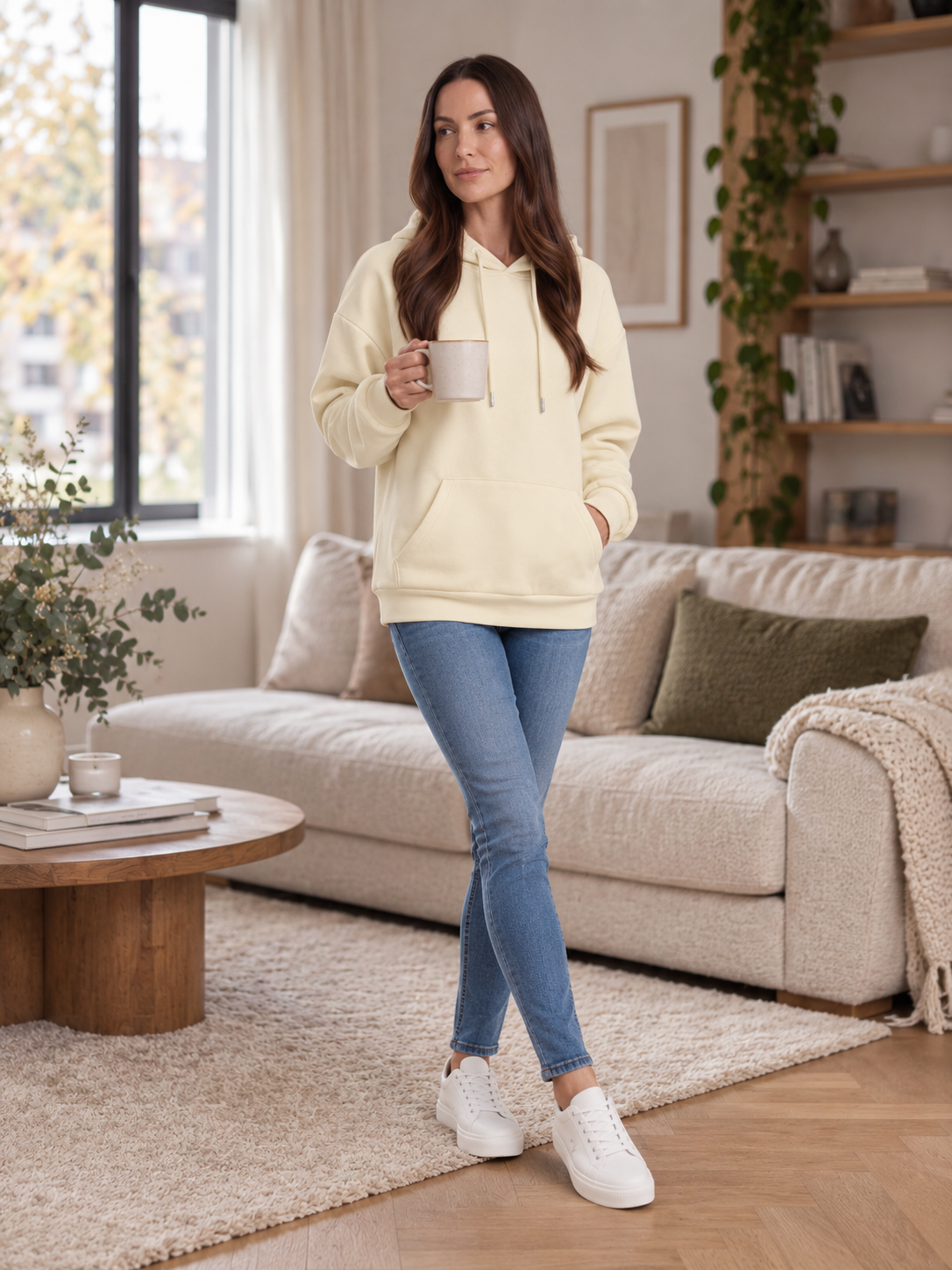 Rosalba - dames hoodie losvallend met capuchon en kangoeroezak