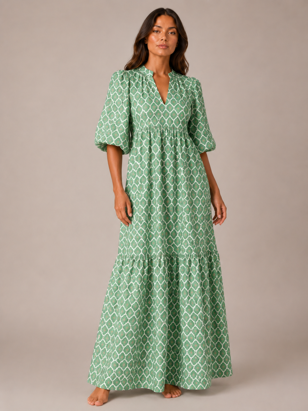 Roselle - Maxi-jurk Met V-hals En Print