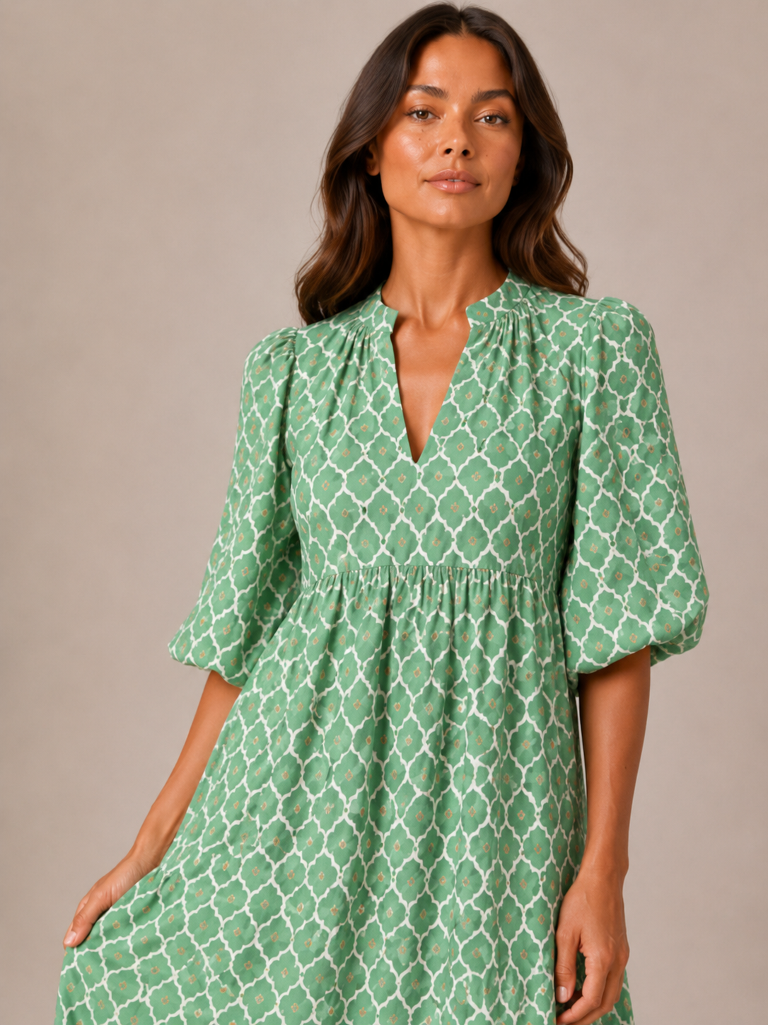Roselle - Maxi-jurk Met V-hals En Print
