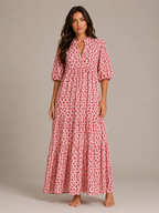 Roselle - Maxi-jurk Met V-hals En Print