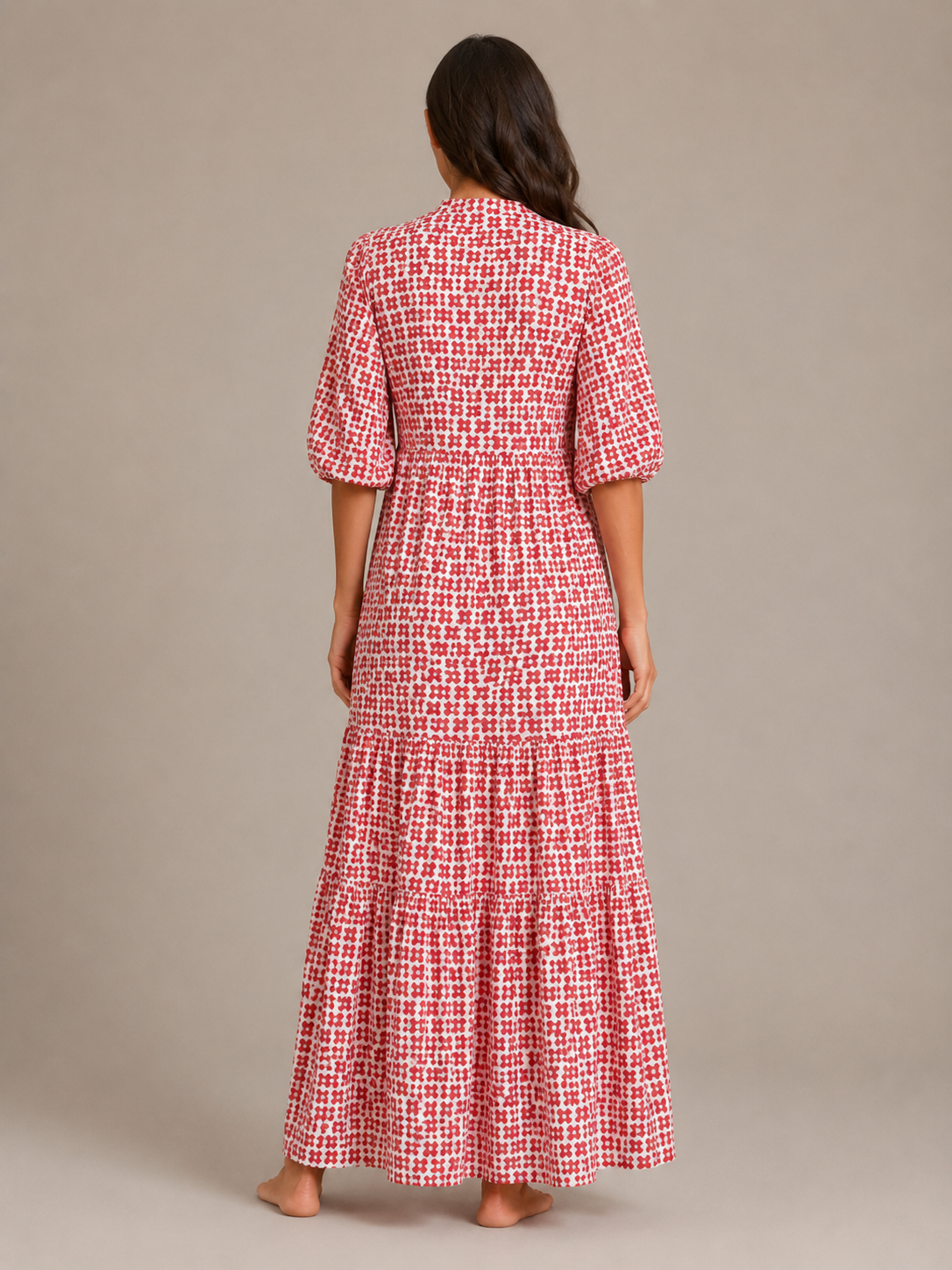 Roselle - Maxi-jurk Met V-hals En Print