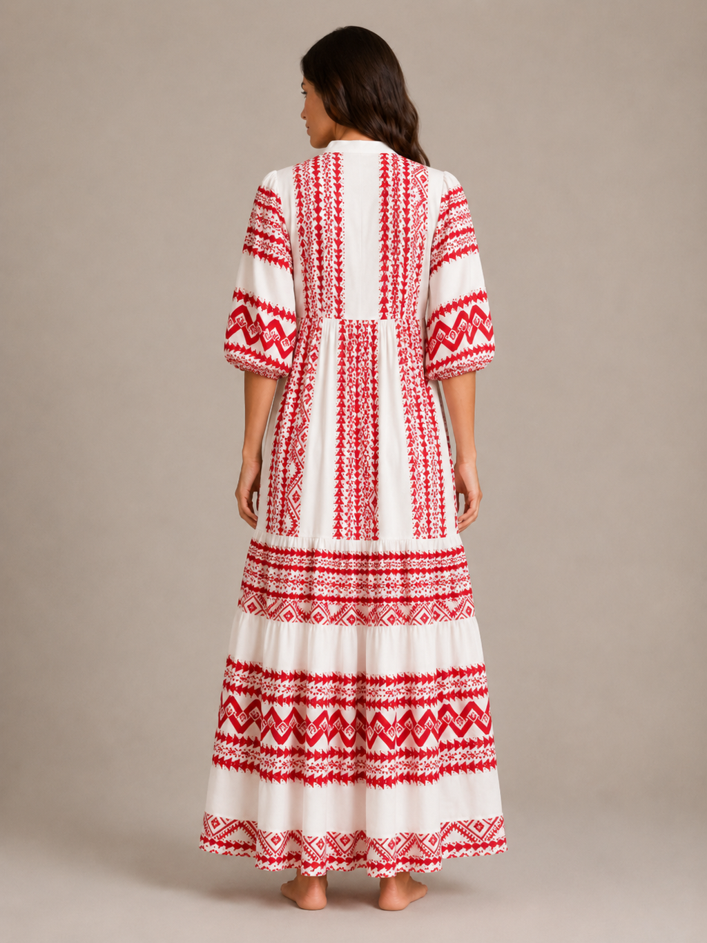 Roselle - Maxi-jurk Met V-hals En Print