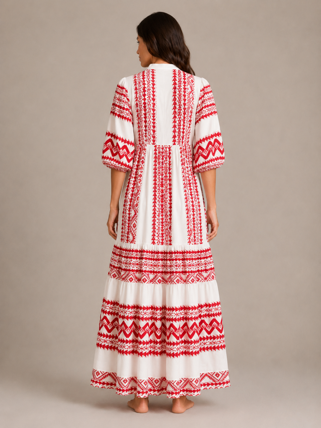 Roselle - Maxi-jurk Met V-hals En Print