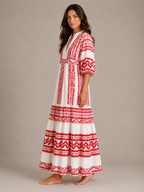 Roselle - Maxi-jurk Met V-hals En Print