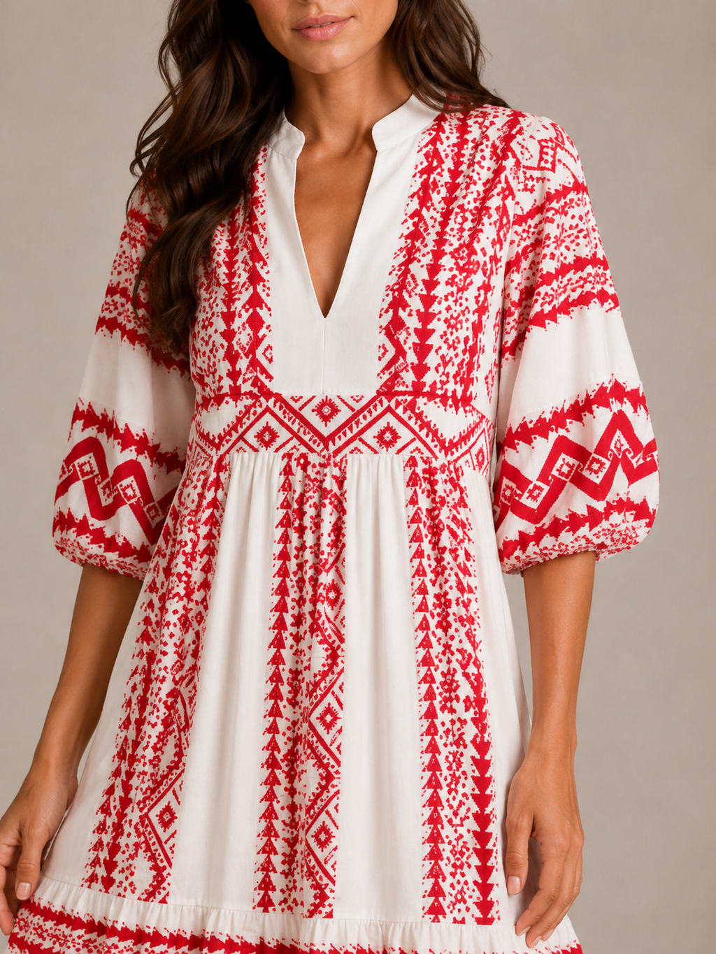 Roselle - Maxi-jurk Met V-hals En Print