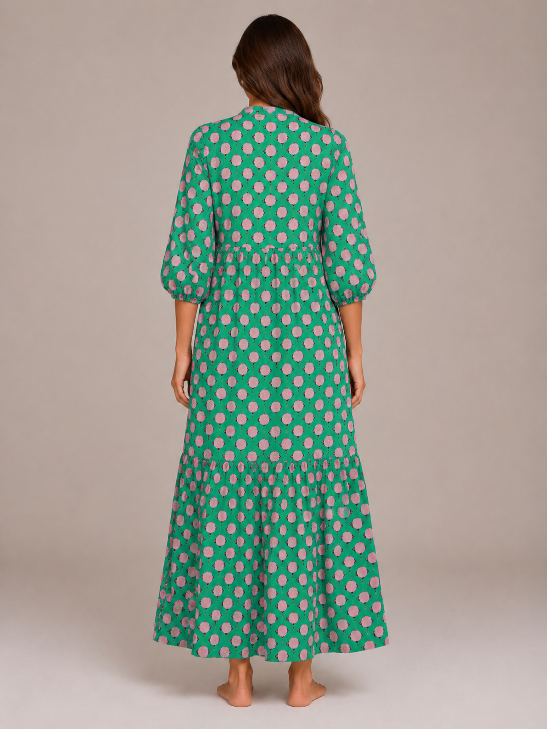 Roselle - Maxi-jurk Met V-hals En Print