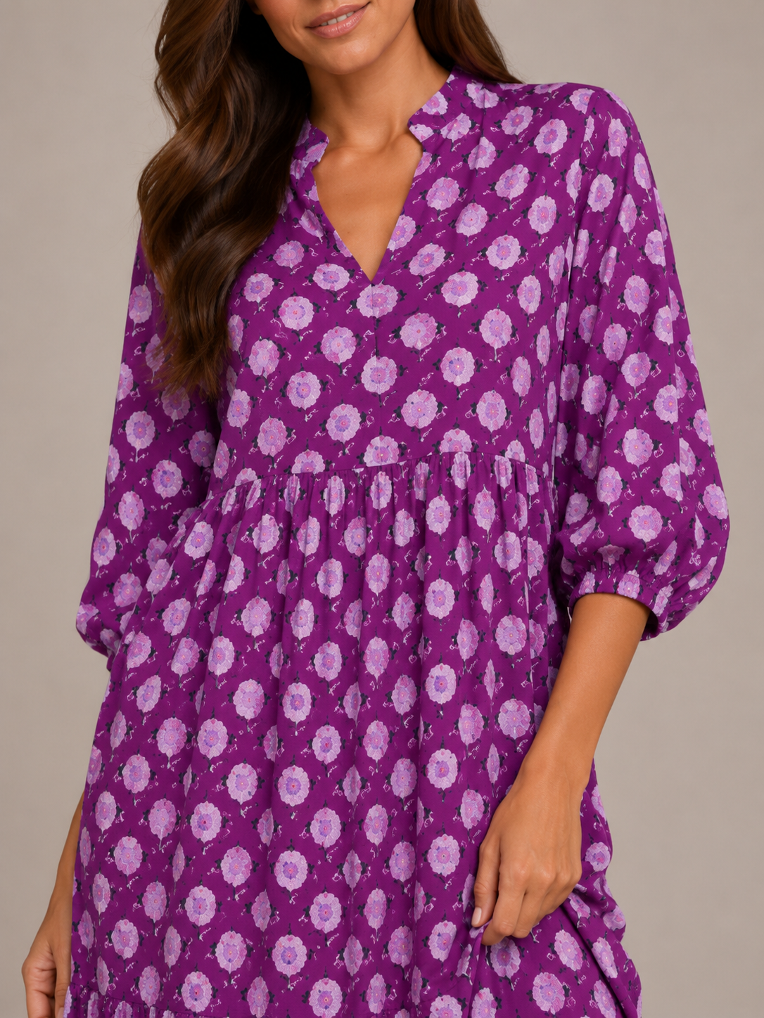 Roselle - Maxi-jurk Met V-hals En Print