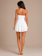 Rilana - Strapless Mini-jurk Met Geplooide Rok