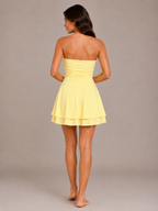 Rilana - Strapless Mini-jurk Met Geplooide Rok