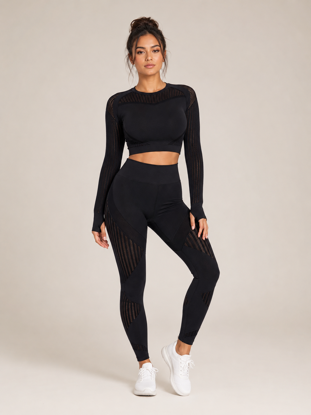 Raline - Tweedelige Dames Yogaset Met Lange Mouwen En High-waist Legging