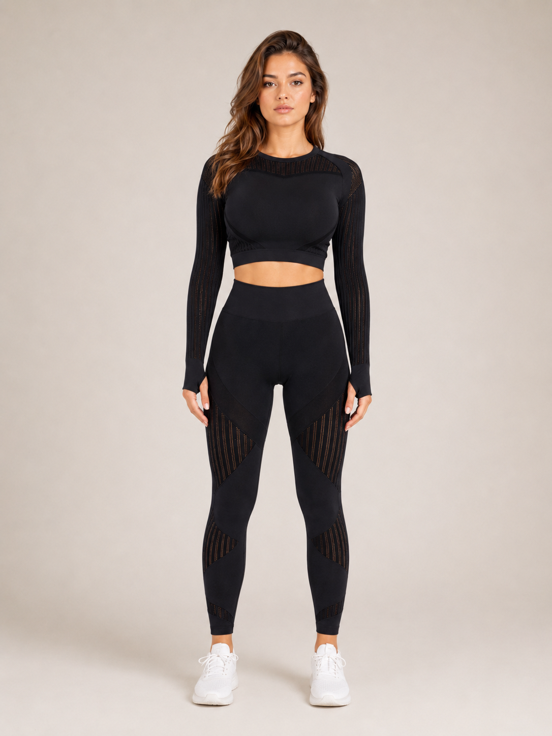 Raline - Tweedelige Dames Yogaset Met Lange Mouwen En High-waist Legging
