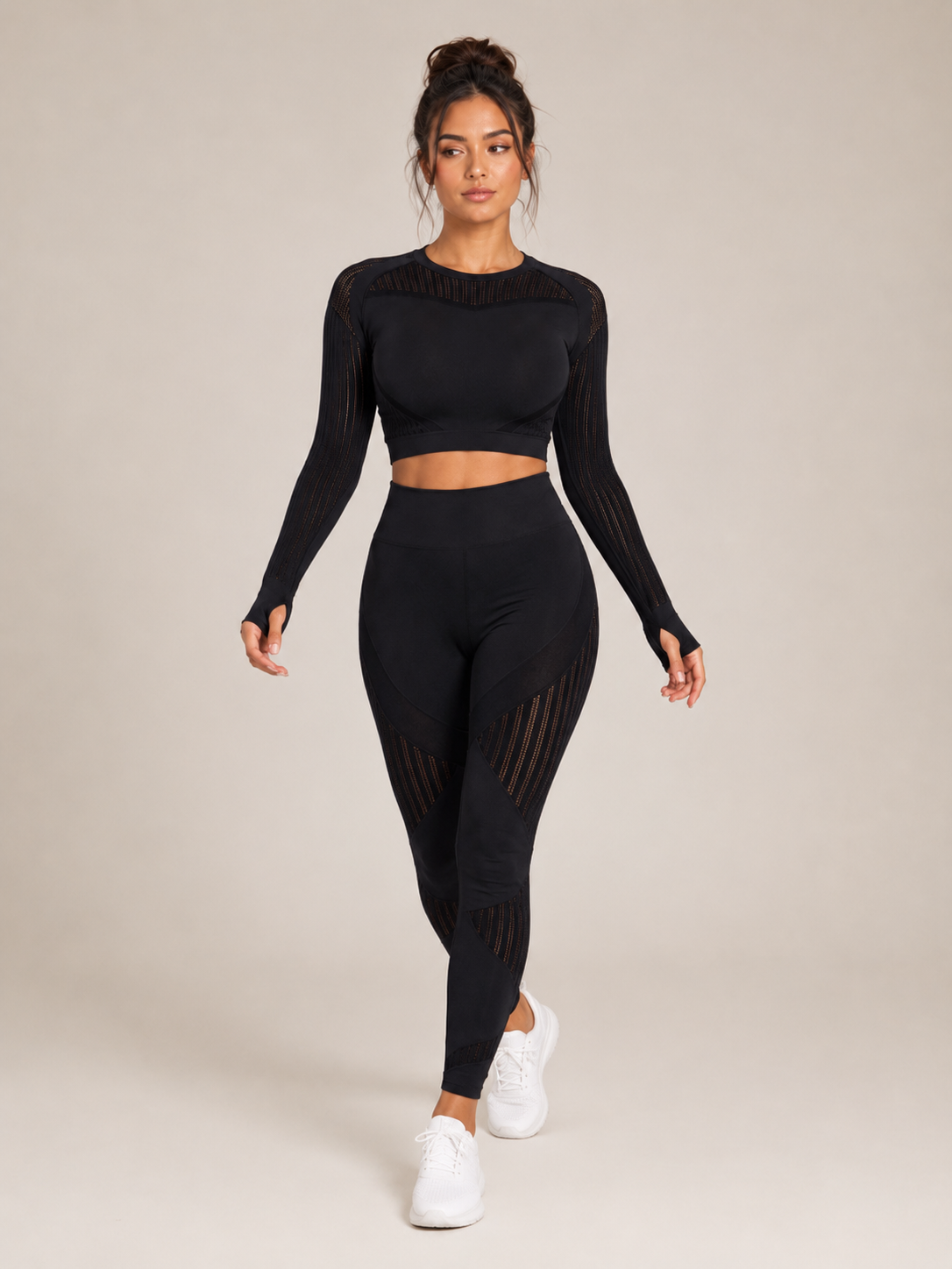 Raline - Tweedelige Dames Yogaset Met Lange Mouwen En High-waist Legging