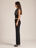 Paula - Dames Chiffon Top Met Stippen En Trekkoord