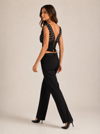 Paula - Dames Chiffon Top Met Stippen En Trekkoord