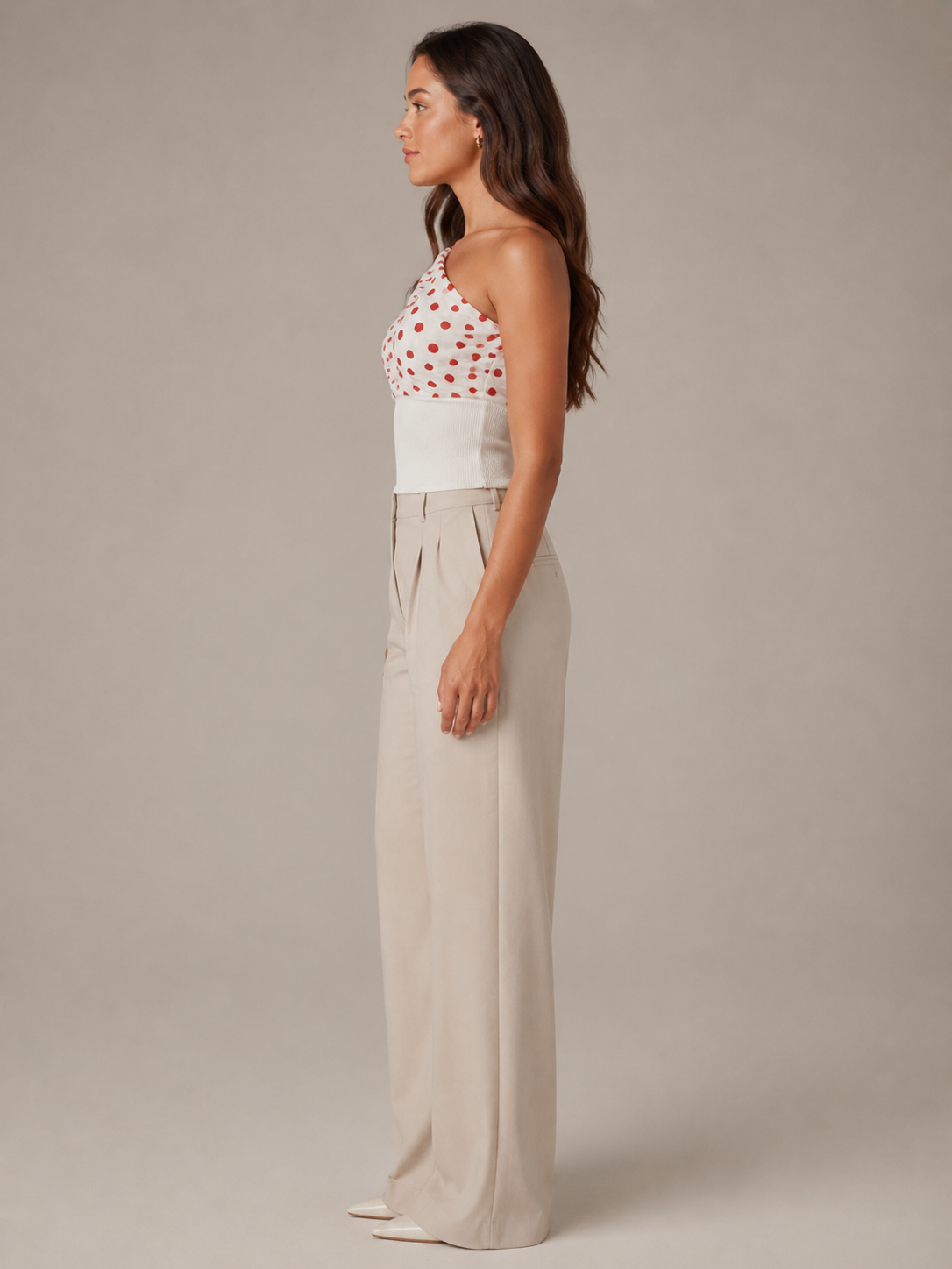 Paula - Dames Chiffon Top Met Stippen En Trekkoord