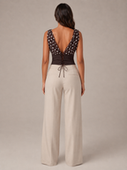Paula - Dames Chiffon Top Met Stippen En Trekkoord