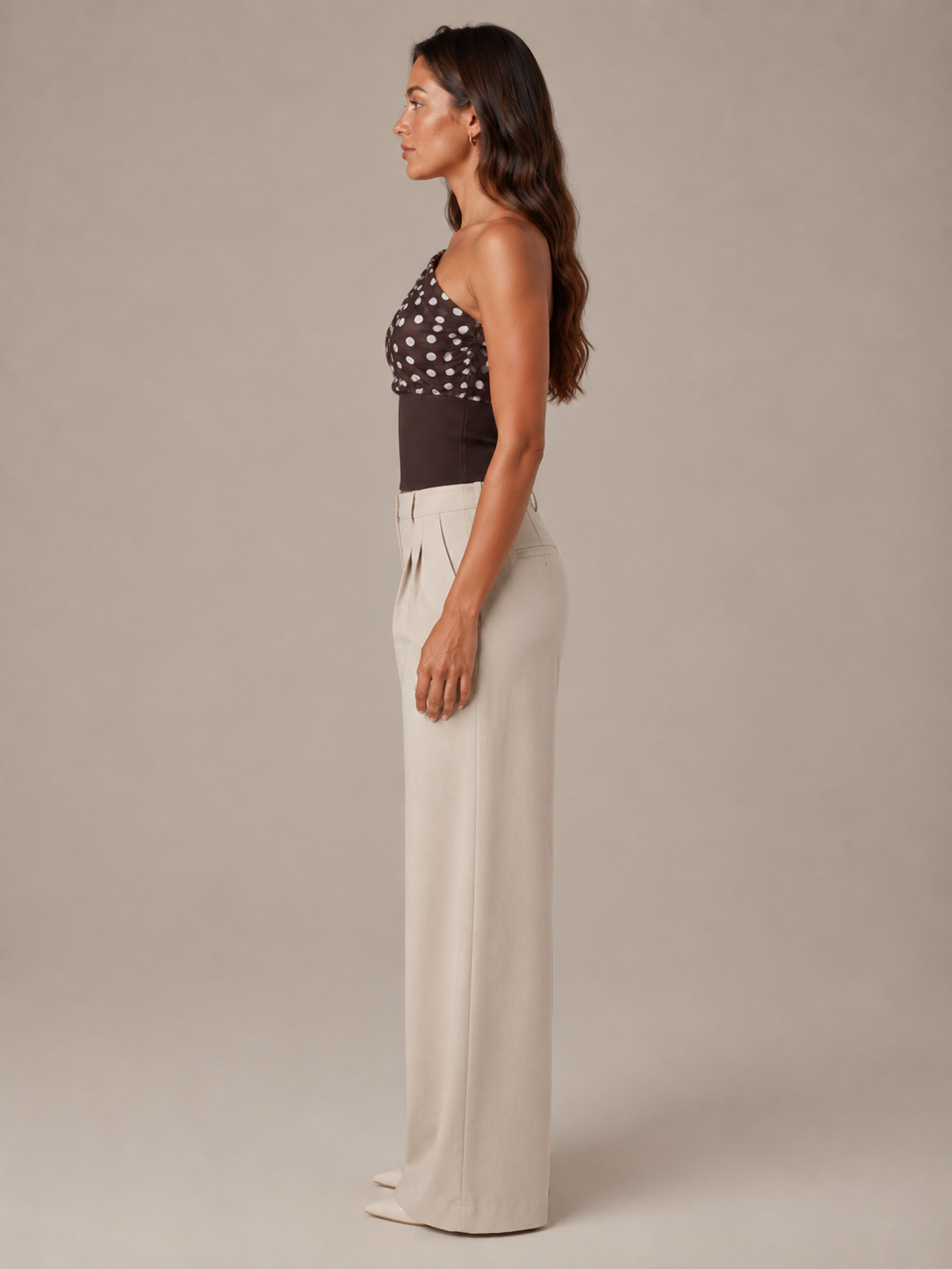 Paula - Dames Chiffon Top Met Stippen En Trekkoord