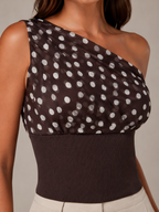 Paula - Dames Chiffon Top Met Stippen En Trekkoord