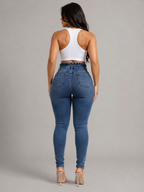 Roxanne - Dames High-waist Skinny Jeans Met Strikceintuur