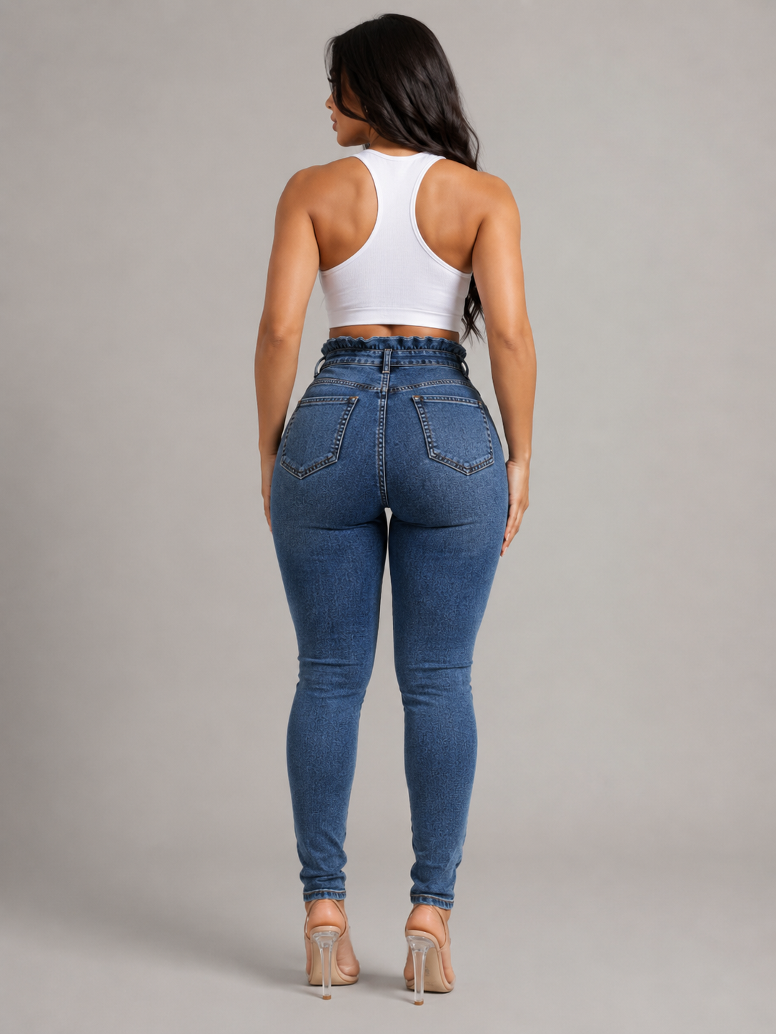 Roxanne - Dames High-waist Skinny Jeans Met Strikceintuur