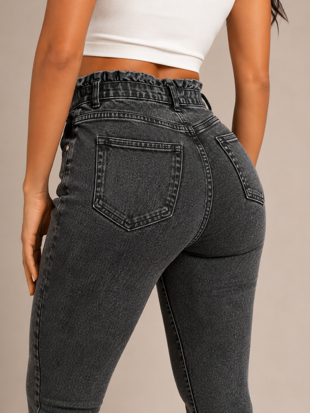 Roxanne - Dames High-waist Skinny Jeans Met Strikceintuur