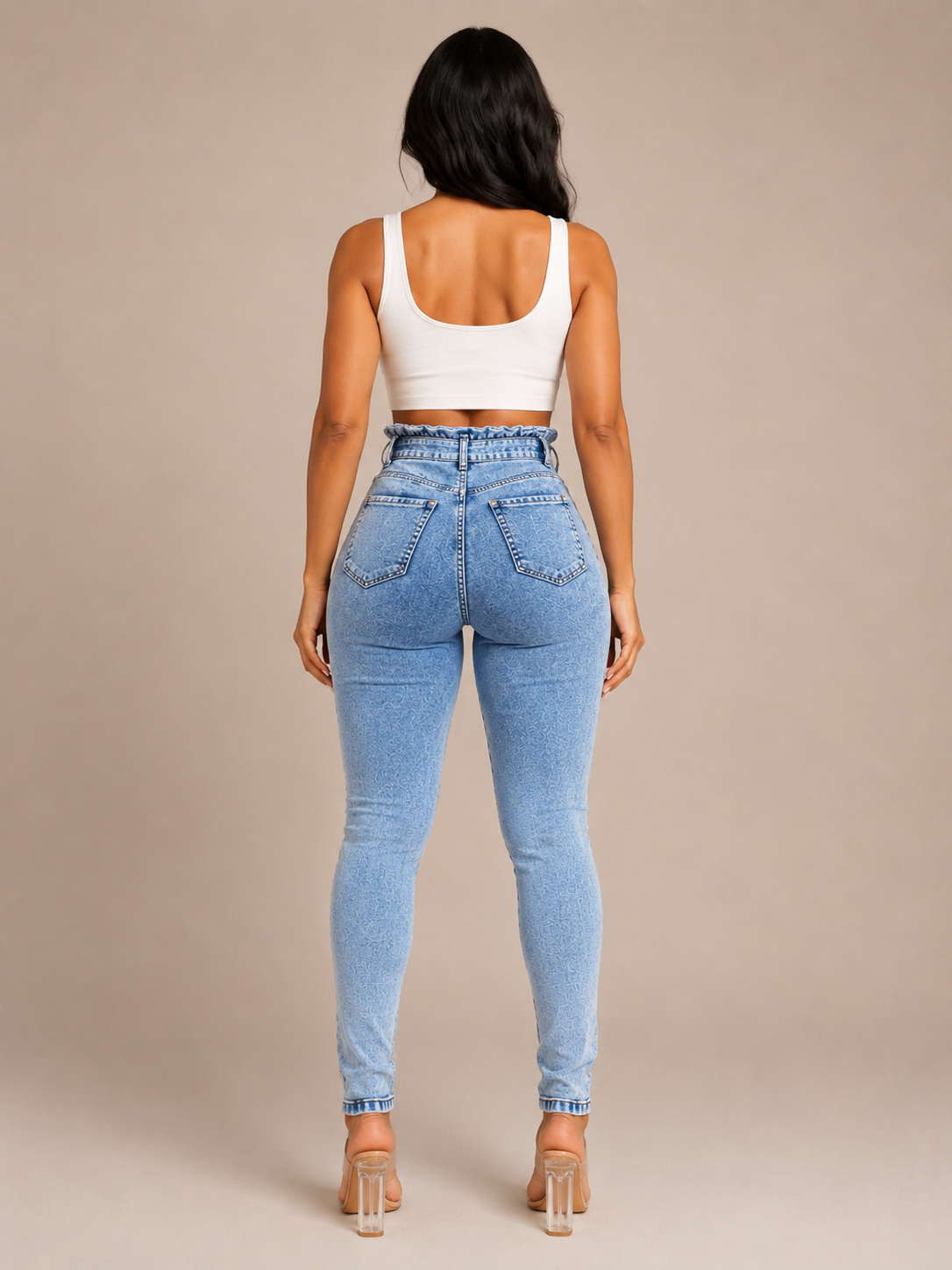 Roxanne - Dames High-waist Skinny Jeans Met Strikceintuur