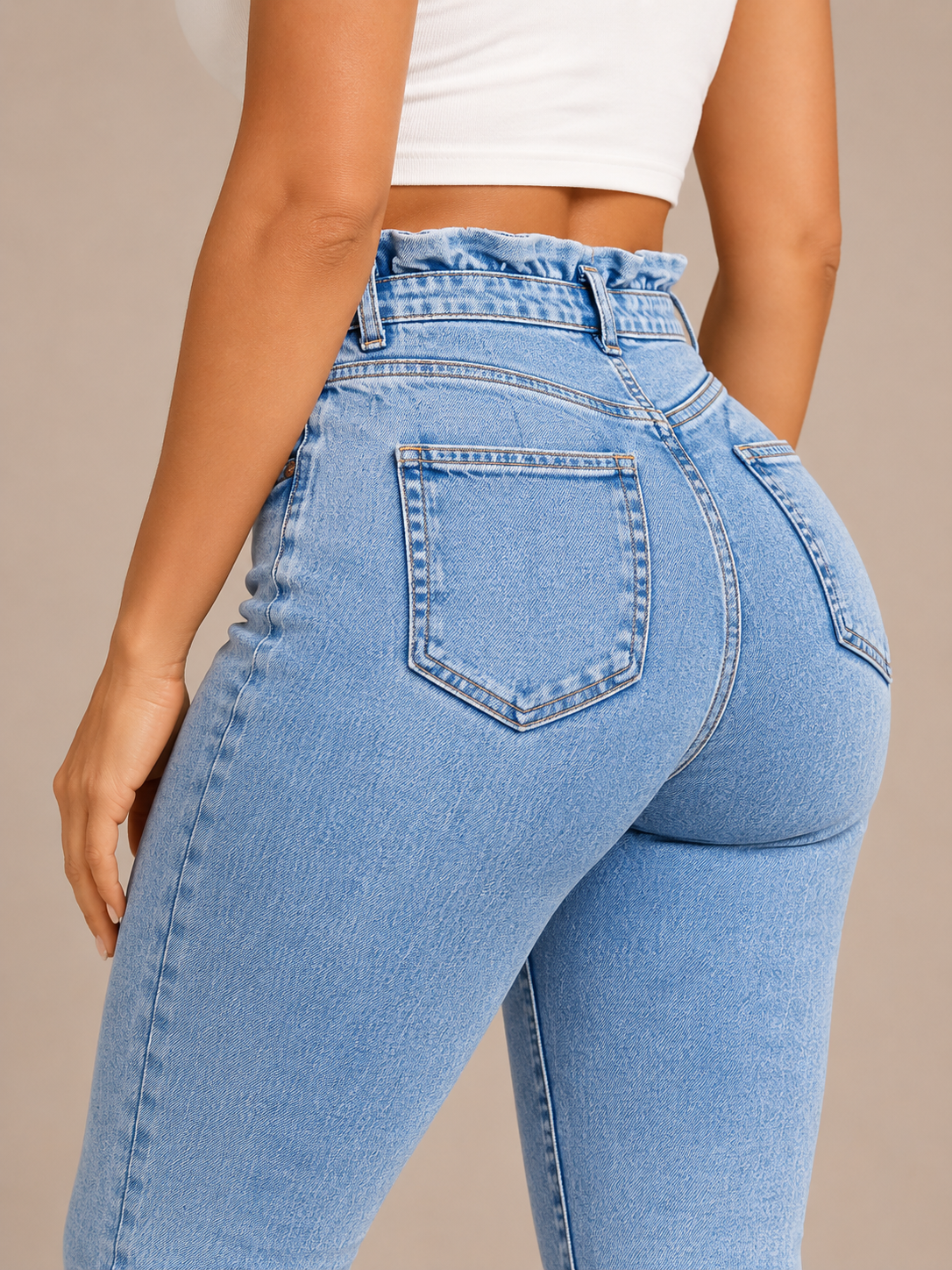 Roxanne - Dames High-waist Skinny Jeans Met Strikceintuur