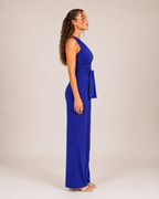 Gianelle - Dames One-shoulder Jumpsuit Met Drapering En Strikceintuur