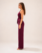 Gianelle - Dames One-shoulder Jumpsuit Met Drapering En Strikceintuur