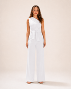 Gianelle - Dames One-shoulder Jumpsuit Met Drapering En Strikceintuur