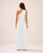 Gianelle - Dames One-shoulder Jumpsuit Met Drapering En Strikceintuur