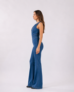 Giorenza - Vintage Dames Denim Jumpsuit Met Hartvormige Rug