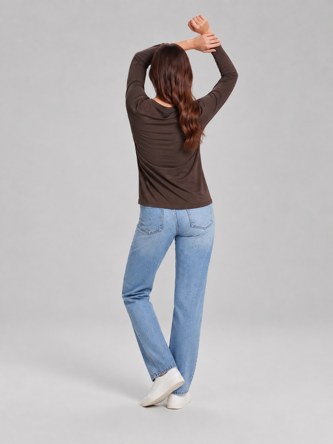 Anica - dames top met ronde hals, effen kleur en losse pasvorm