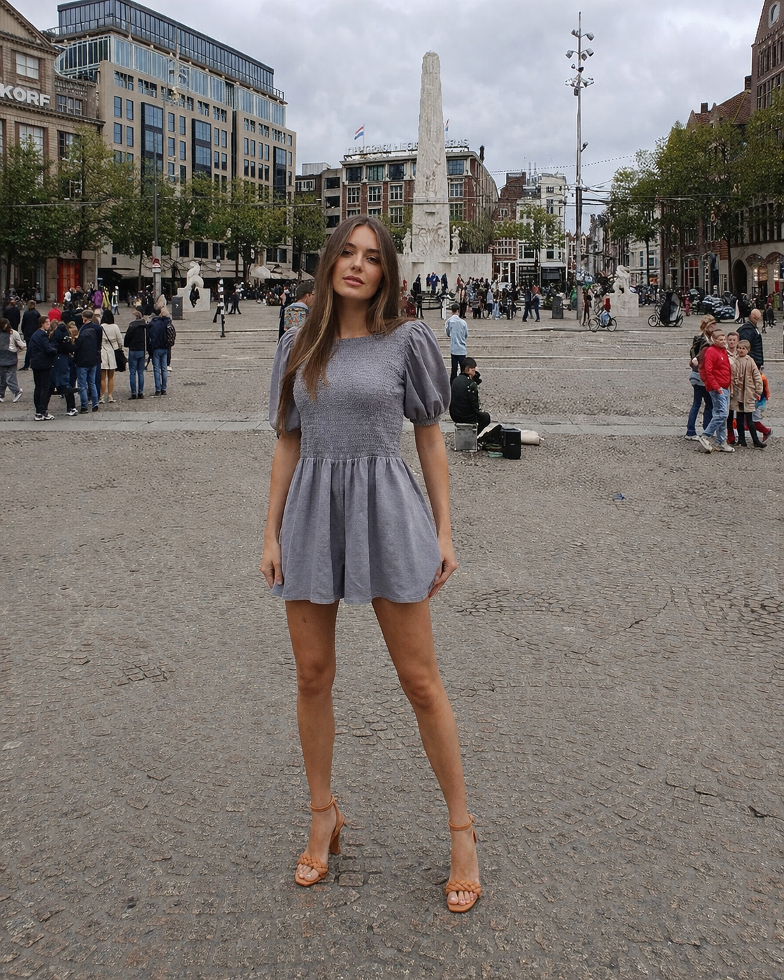 Dilaya – Blauw Dames Playsuit Met Gesmokte Taille