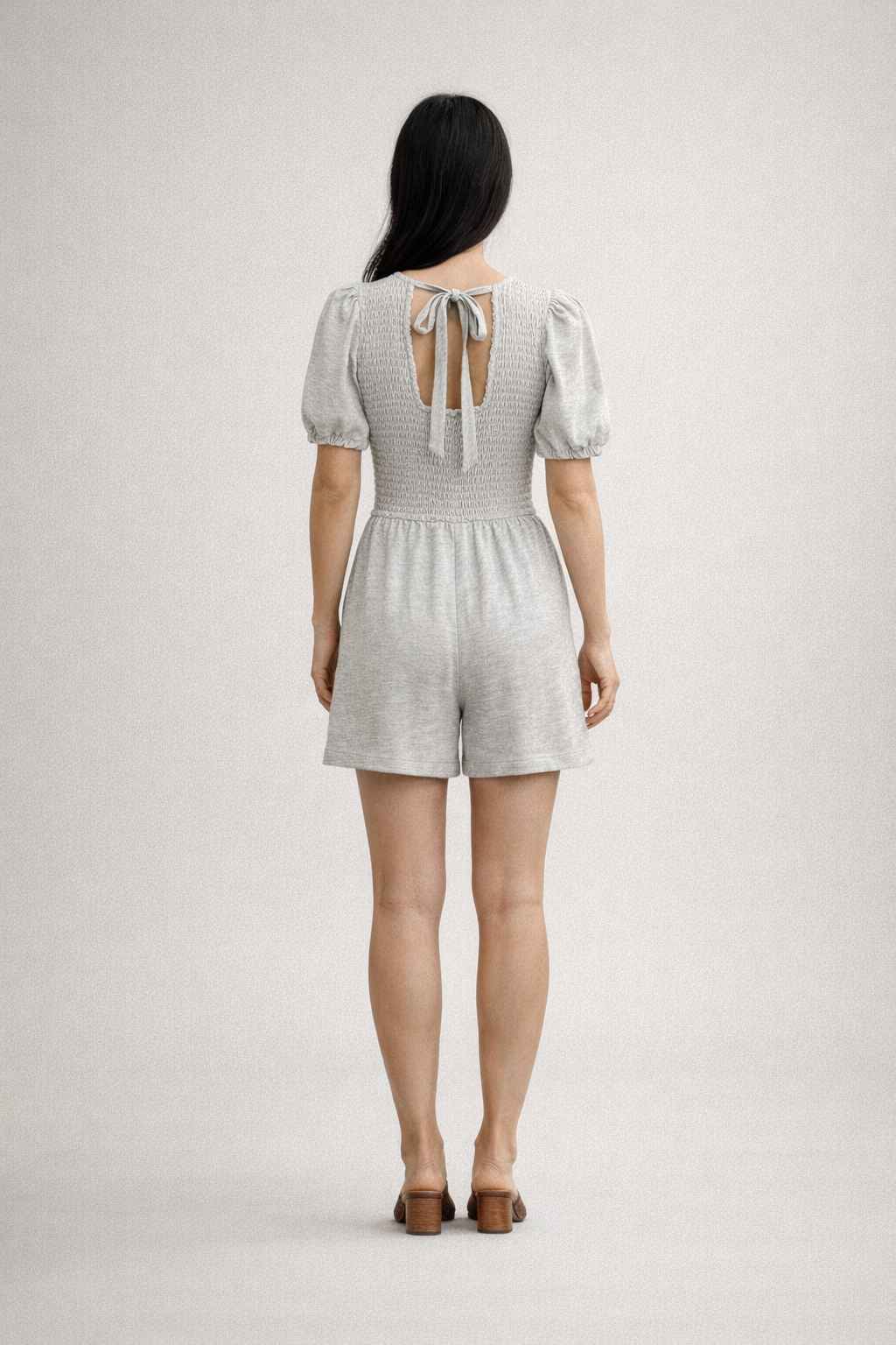Desray – Grijze Dames Playsuit Met Gesmokt Lijfje