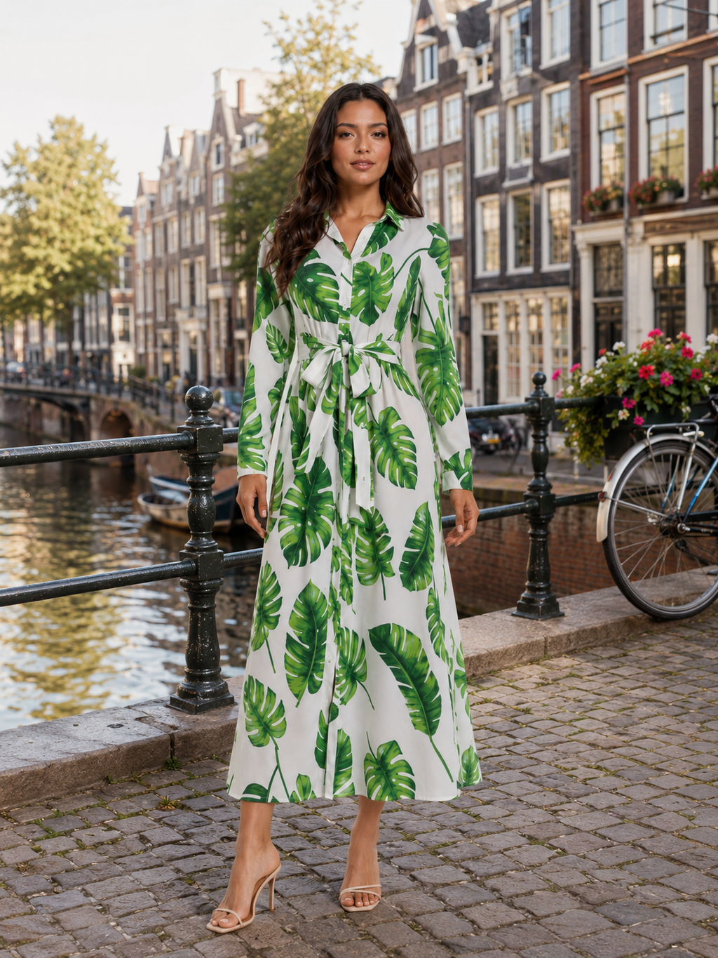 Ramona - Maxi-jurk Met Print En Tailleceintuur