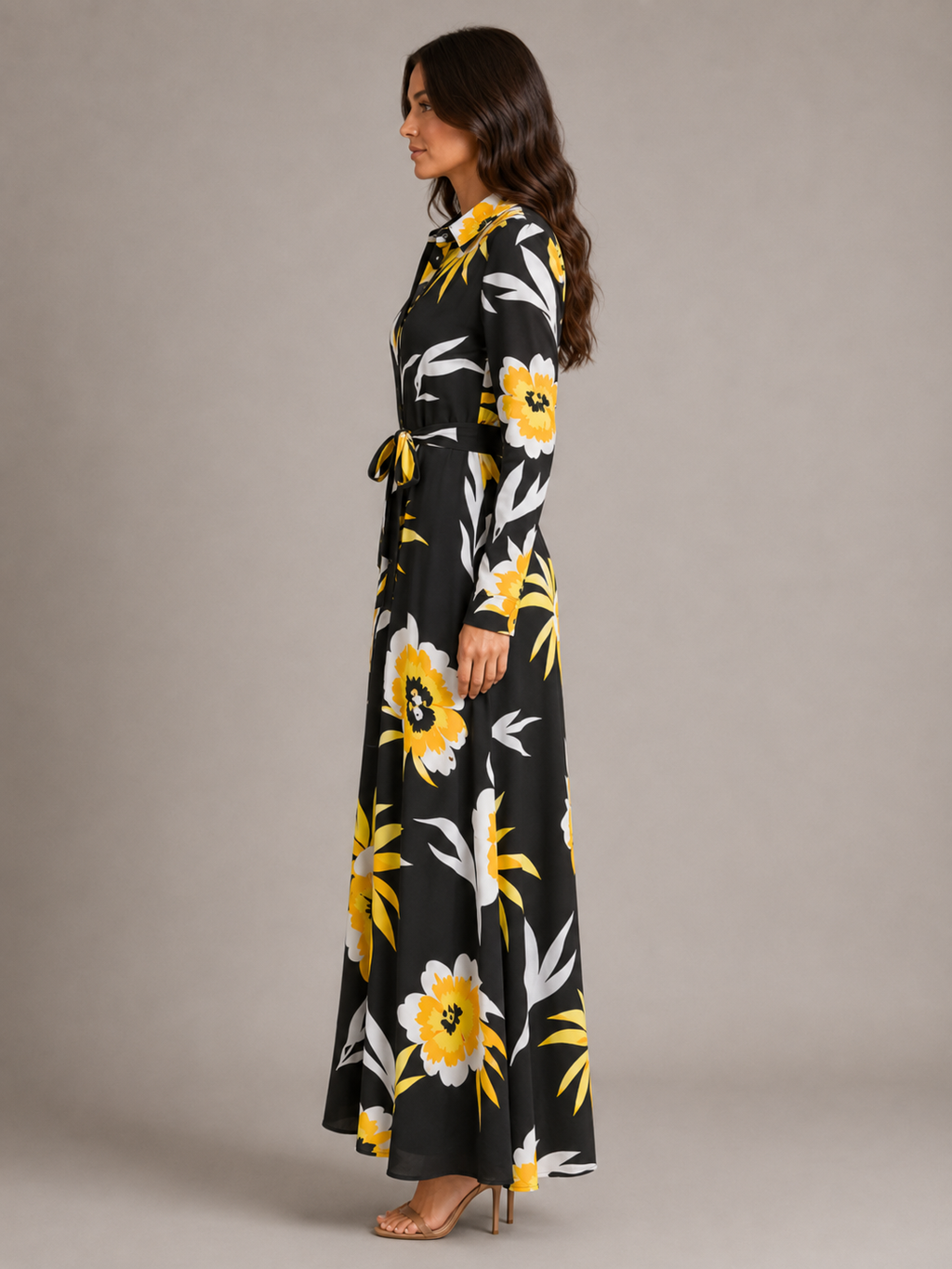 Ramona - Maxi-jurk Met Print En Tailleceintuur