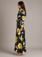 Ramona - Maxi-jurk Met Print En Tailleceintuur