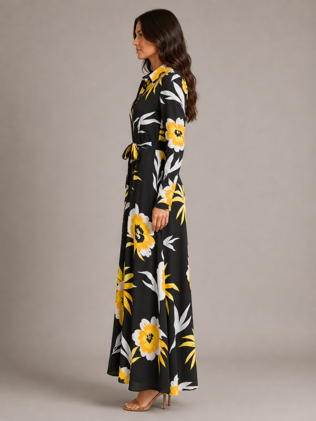 Ramona - Maxi-jurk Met Print En Tailleceintuur