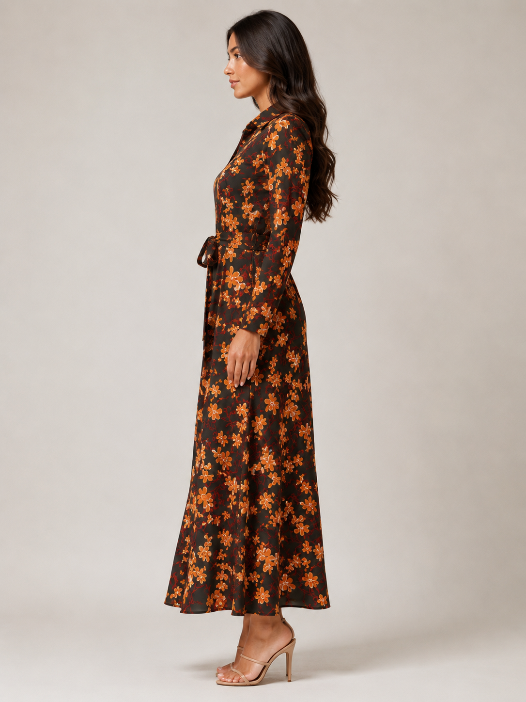 Ramona - Maxi-jurk Met Print En Tailleceintuur
