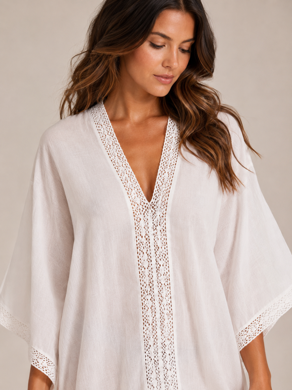 Raquel - Dames Strandtuniek Met V-hals En Kantdetails